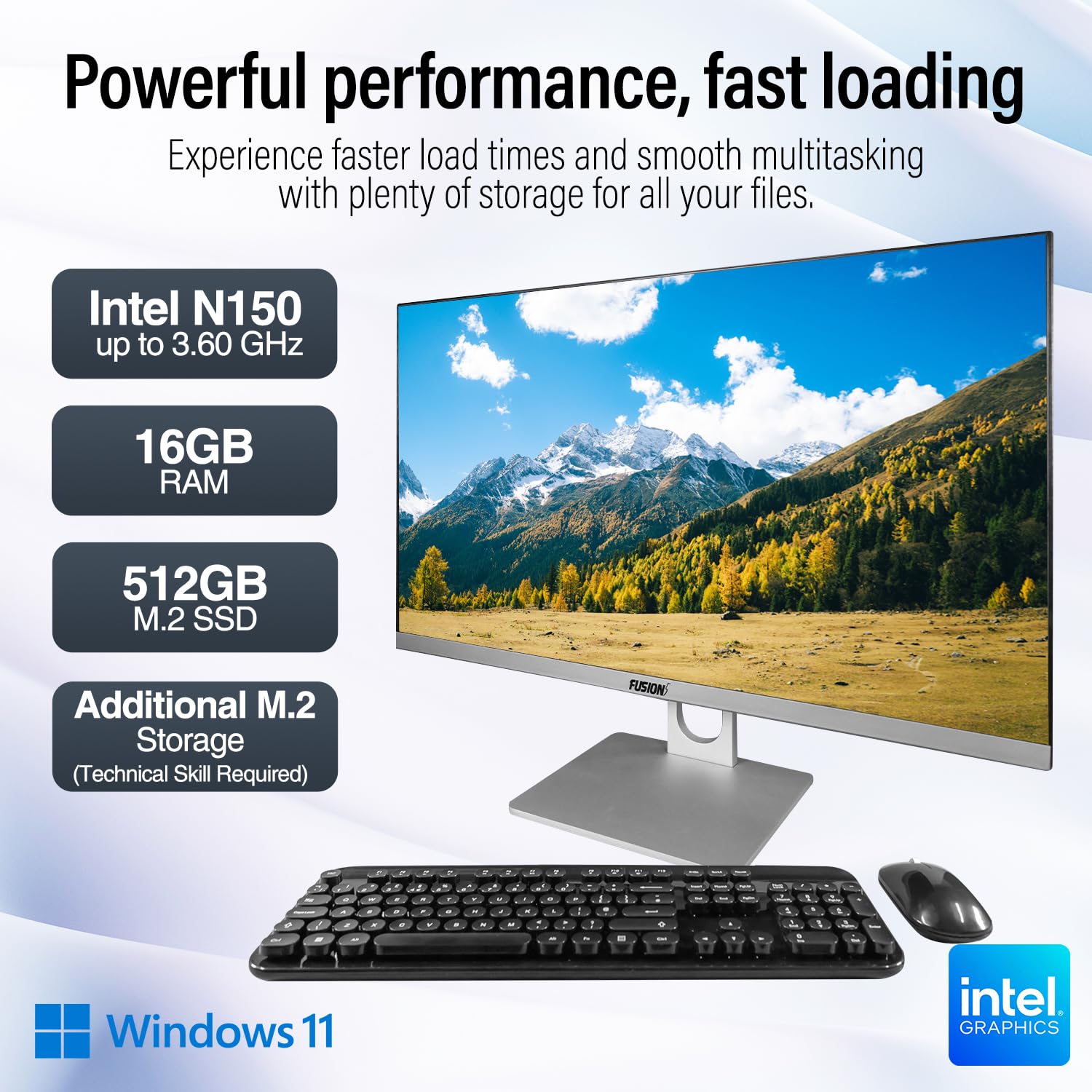 23.8" Full HD All in One PC Desktop Computer (Dec 2025 Release) - 16GB RAM, 512GB SSD, Windows 11, Intel 15th Gen Quad-Core CPU, HDMI, USB 3.0 - AIO PC with Wireless Keyboard, Mouse, 3MP Web Camera