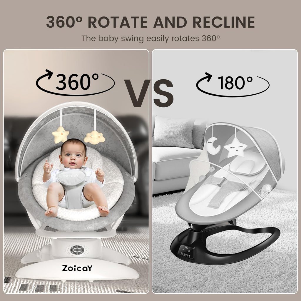 3-in-1 Baby Swing for Infants with Motion Detection, Infant Swing with 5 Speeds & 3 Swing Modes, 12 Lullabies, Electric Swing for Baby, Up to 25 lbs, White