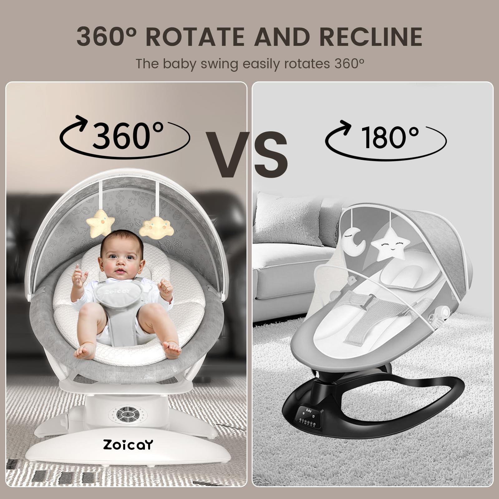 3-in-1 Baby Swing for Infants with Motion Detection, Infant Swing with 5 Speeds & 3 Swing Modes, 12 Lullabies, Electric Swing for Baby, Up to 25 lbs, White