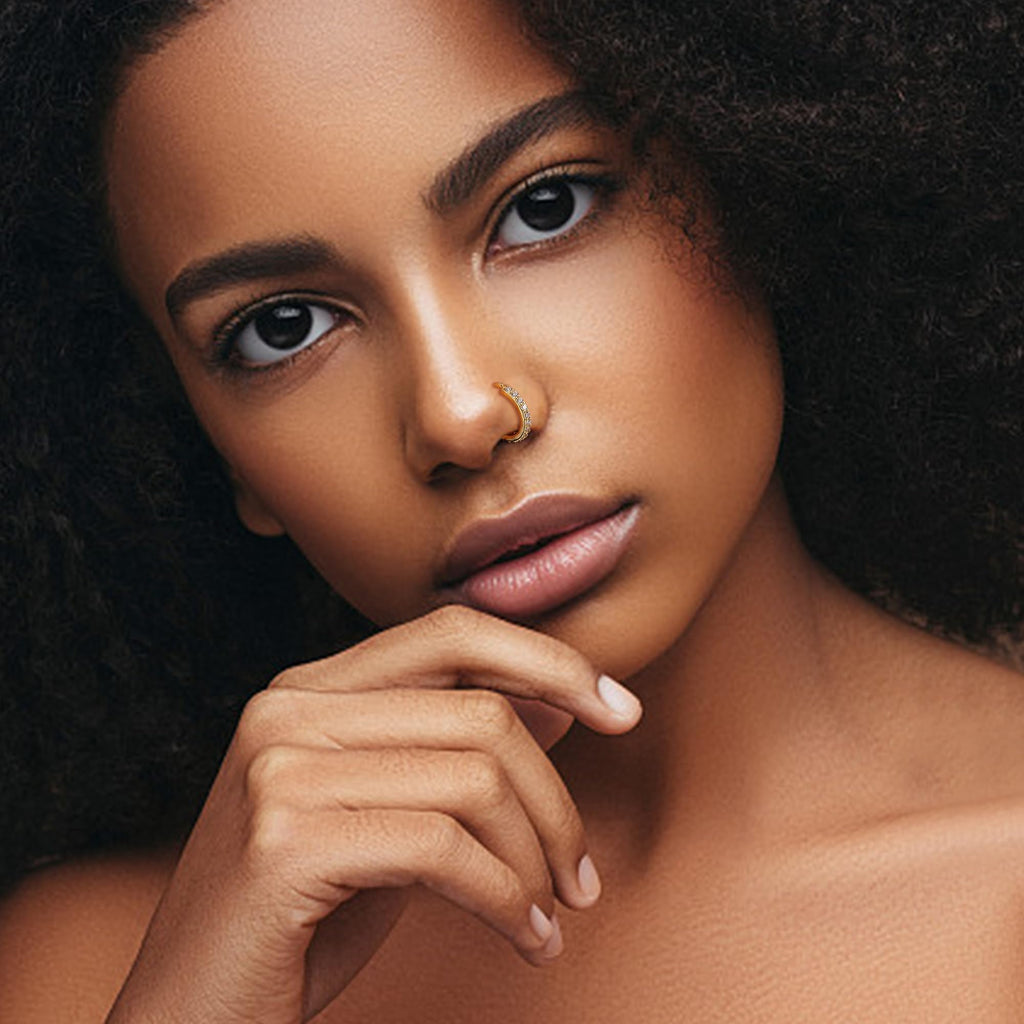 14K Gold Filled Nose Ring Studs 20G Nose Rings Hoops Stud 316L Stainless Steel Nose Rings Round CZ Heart L Shaped Nose Stud Hypoallergenic Nostril Piercing Jewelry for Women Men 10Pcs