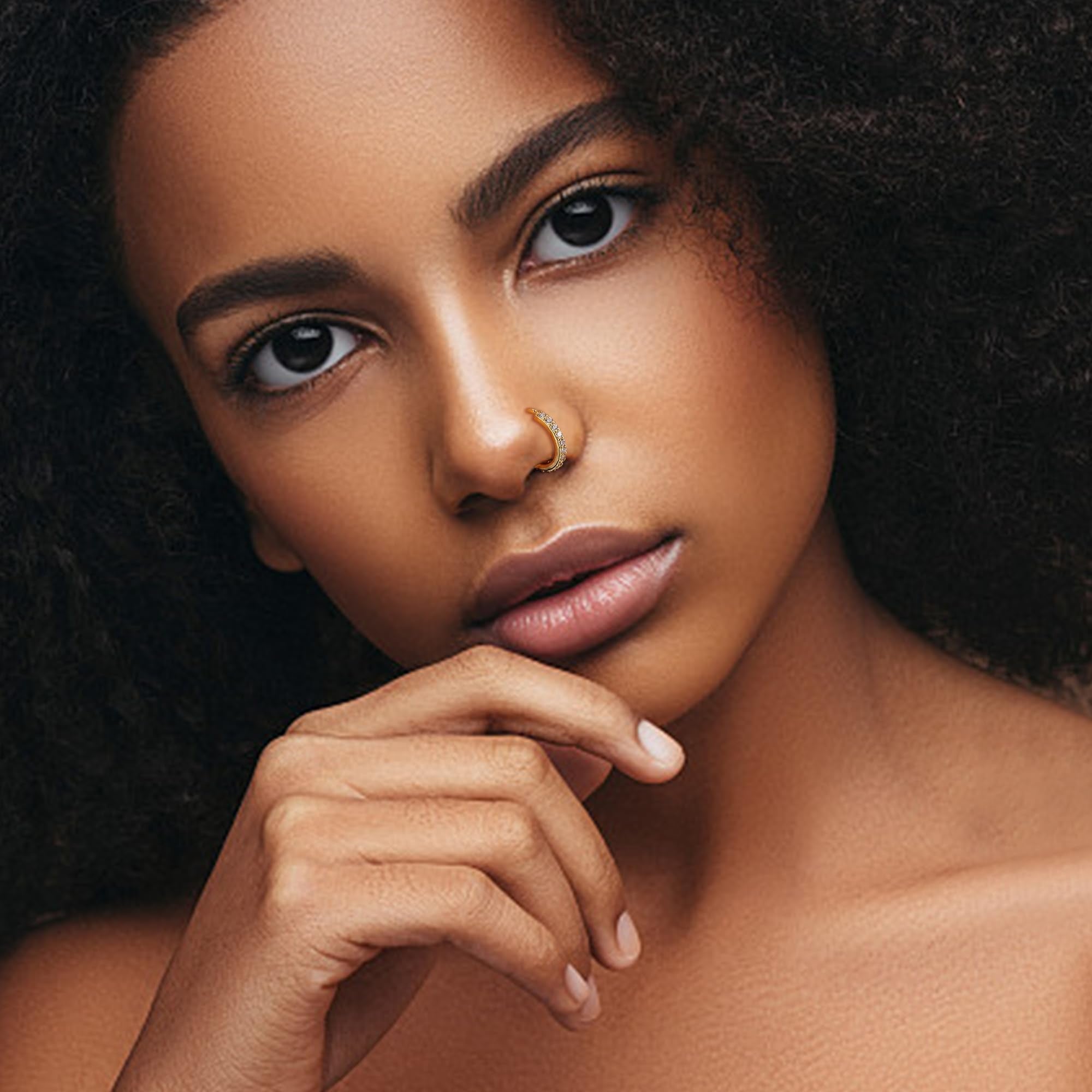 14K Gold Filled Nose Ring Studs 20G Nose Rings Hoops Stud 316L Stainless Steel Nose Rings Round CZ Heart L Shaped Nose Stud Hypoallergenic Nostril Piercing Jewelry for Women Men 10Pcs