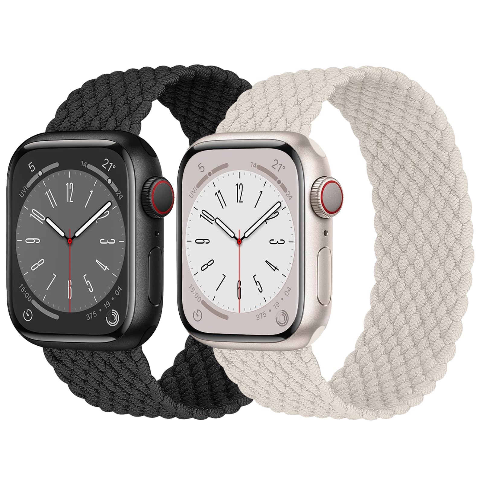 2 Pack Braided Solo Loop For Apple Watch Band 40mm 41mm 42mm 44mm 45mm 46mm 38mm 49mm Ultra 3 2 Women men,Stretchy Woven Nylon Elastic Strap Wristbands For iWatch Series 11/10/9/8/7/6/5/4/3/SE 2/SE 3