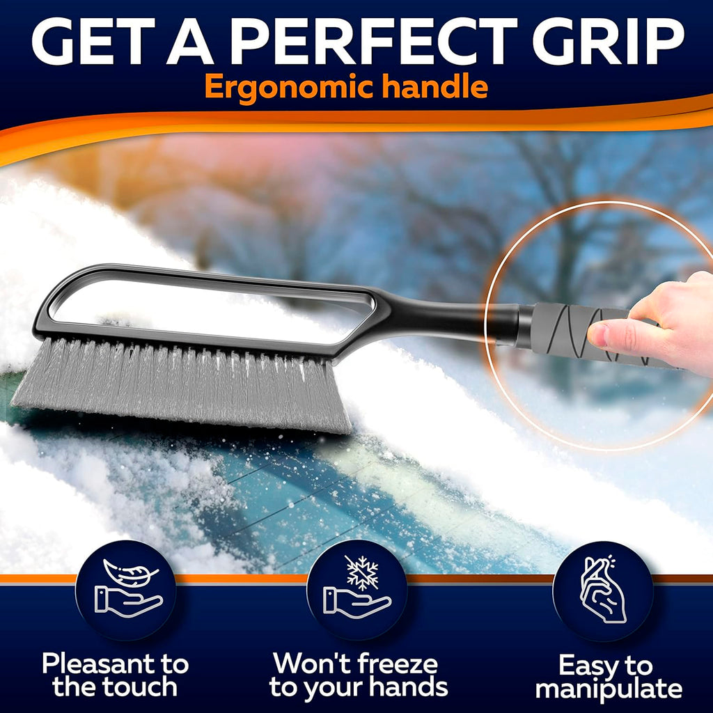 34.5" Snow Brush & Ice Scrapers for Car Windshield with Foam Grip for Cars Extendable, SUV, Trucks - Detachable Сar Scraper - No Scratch - Heavy Duty Handle, Snow Broom, Remover, Easy Scraper, Gray