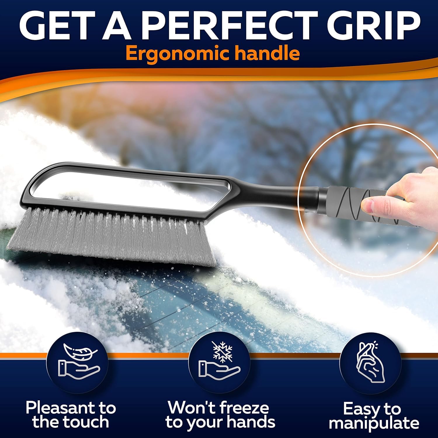 34.5" Snow Brush & Ice Scrapers for Car Windshield with Foam Grip for Cars Extendable, SUV, Trucks - Detachable Сar Scraper - No Scratch - Heavy Duty Handle, Snow Broom, Remover, Easy Scraper, Gray