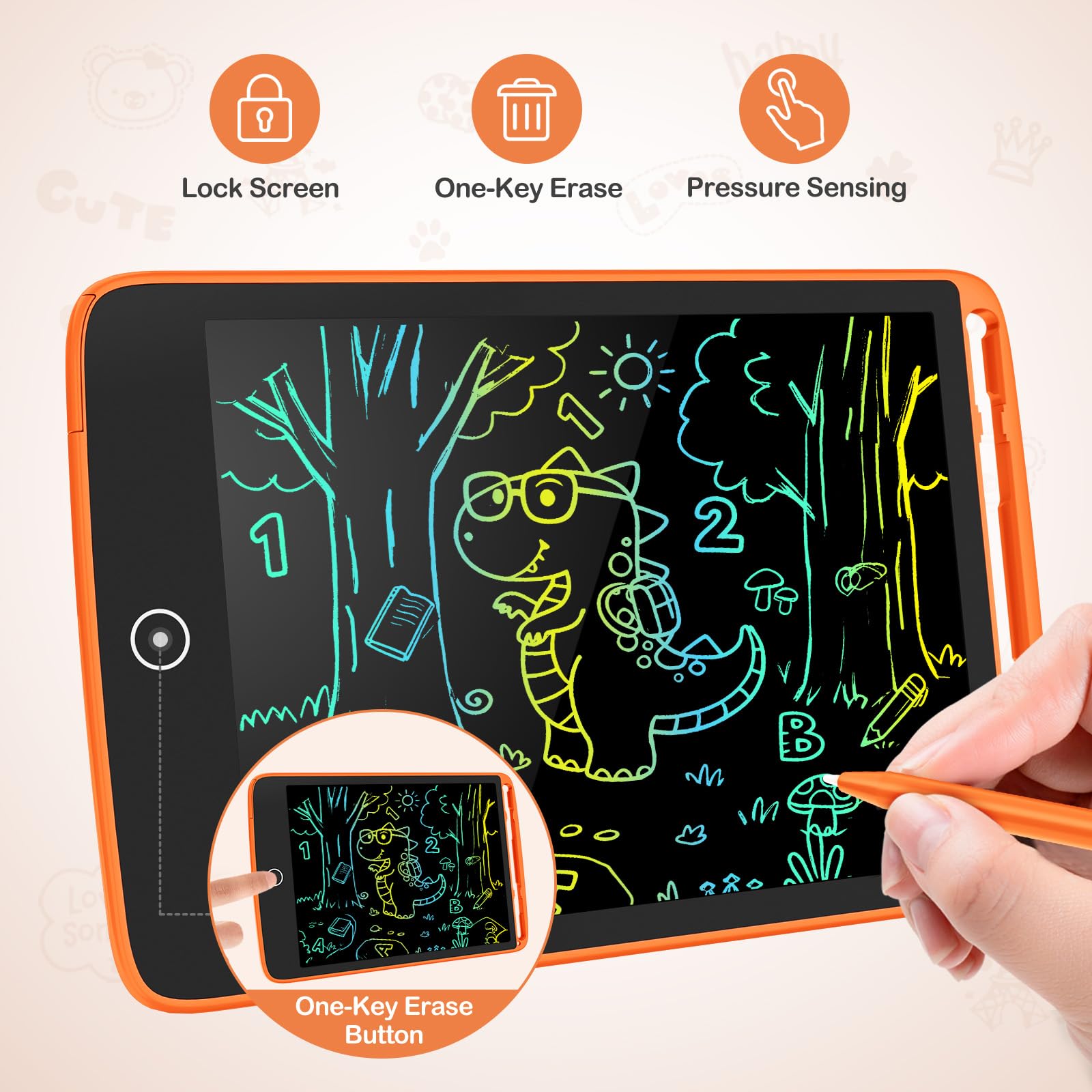 2 Pack LCD Writing Tablet, Colorful Screen Doodle Board 8.5 Inch Drawing Tablet for Kids, Learning Toys Birthday Gifts Travel Activity Games for 3 4 5 6 Year Old Boys and Girls Toddlers（Orange Blue）