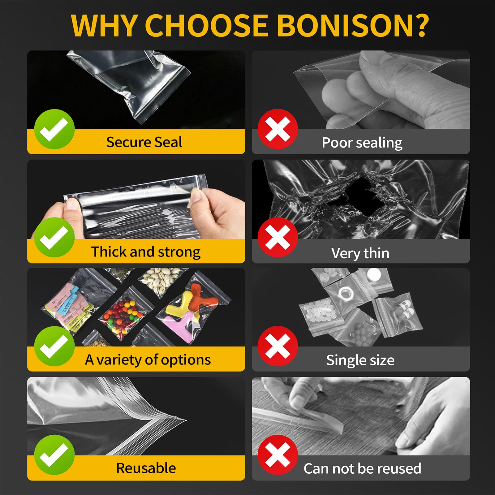 200 Pack Small Plastic Bags For Jewelry, Mini Baggies 4 Assorted Sizes. 2x3 3x3 3x5 4x6 Inch 2 Mil Thick Poly Zipper Lock Bags Clear for Jewelry, Bead, Crafts, Small Parts Storage