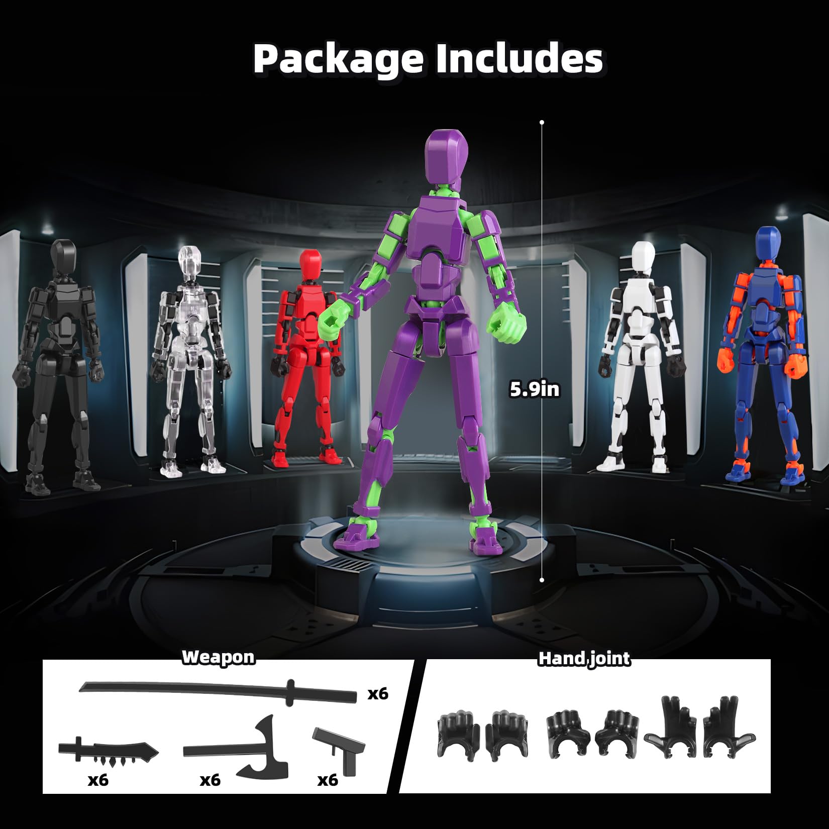 13 Action Figure Set, 6PCS T-Robot 13 Action Figure Titan 13 3D Printed Toys Articulated, for Modeling Enthusiasts Etc Birthday Gifts & Children's Day Gifts for Kids 5-8 Years Old（Assembly Required）
