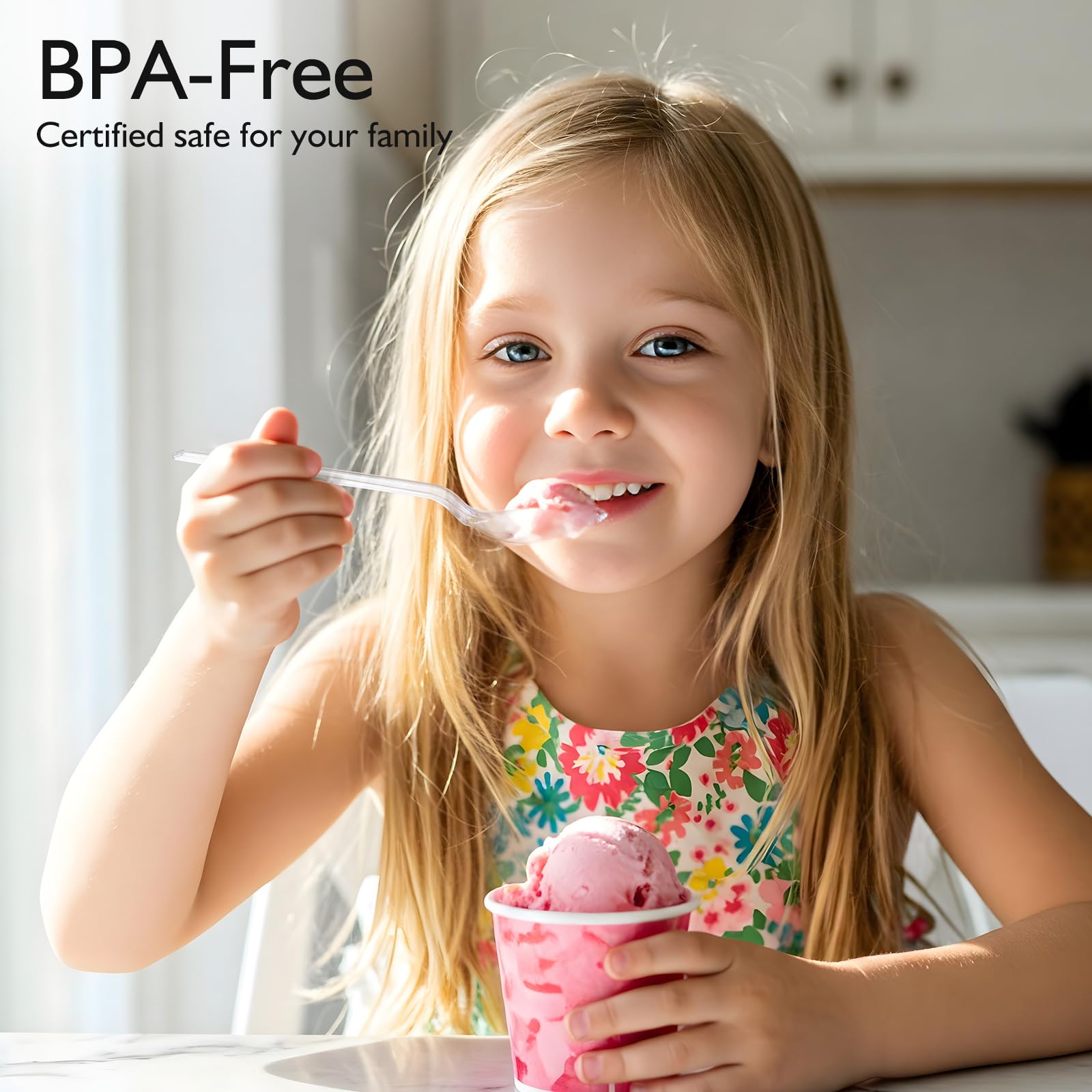 300 Count Heavy Duty Clear Plastic Silverware, Disposable Plastic Utensils Set, 100 Forks, 100 Spoons, 100 Knives, BPA-Free Heat Resistant Durable Plastic Cutlery Set for Party