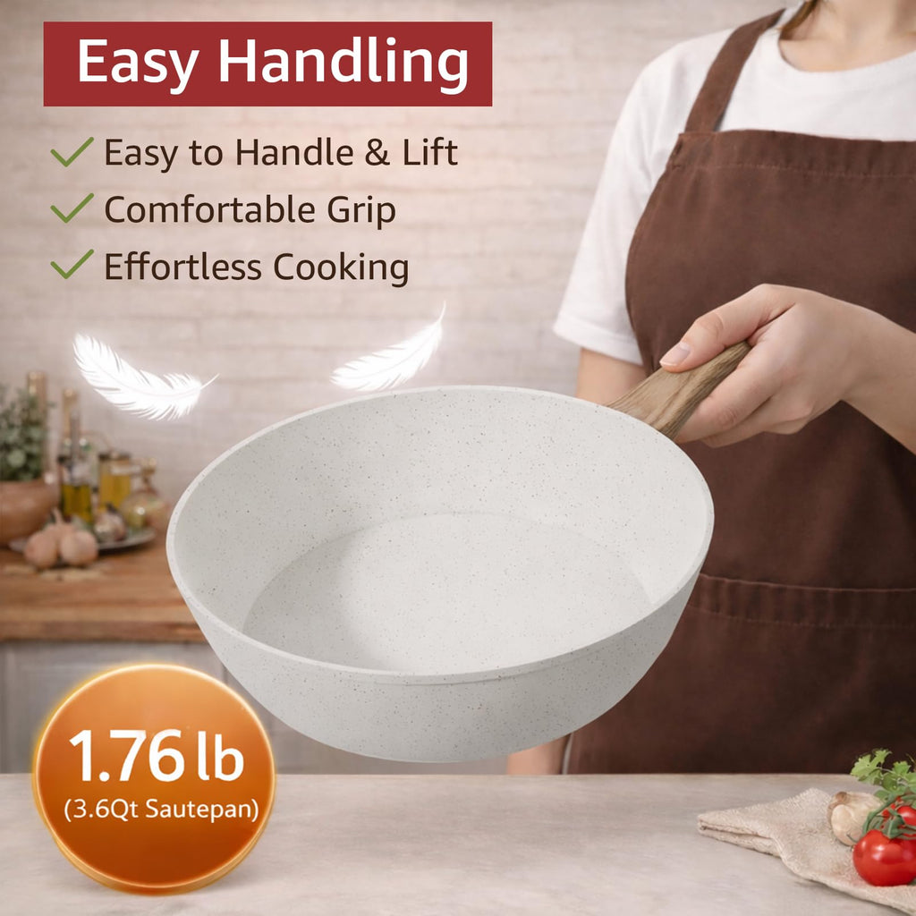 24-Piece Pots and Pans Set Non Stick, Titanium-Reinforced Ceramic Cookware Set, Long-Lasting Nonstick, PFAS-Free, Induction Compatible, Complete Kitchen Set for Everyday Cooking