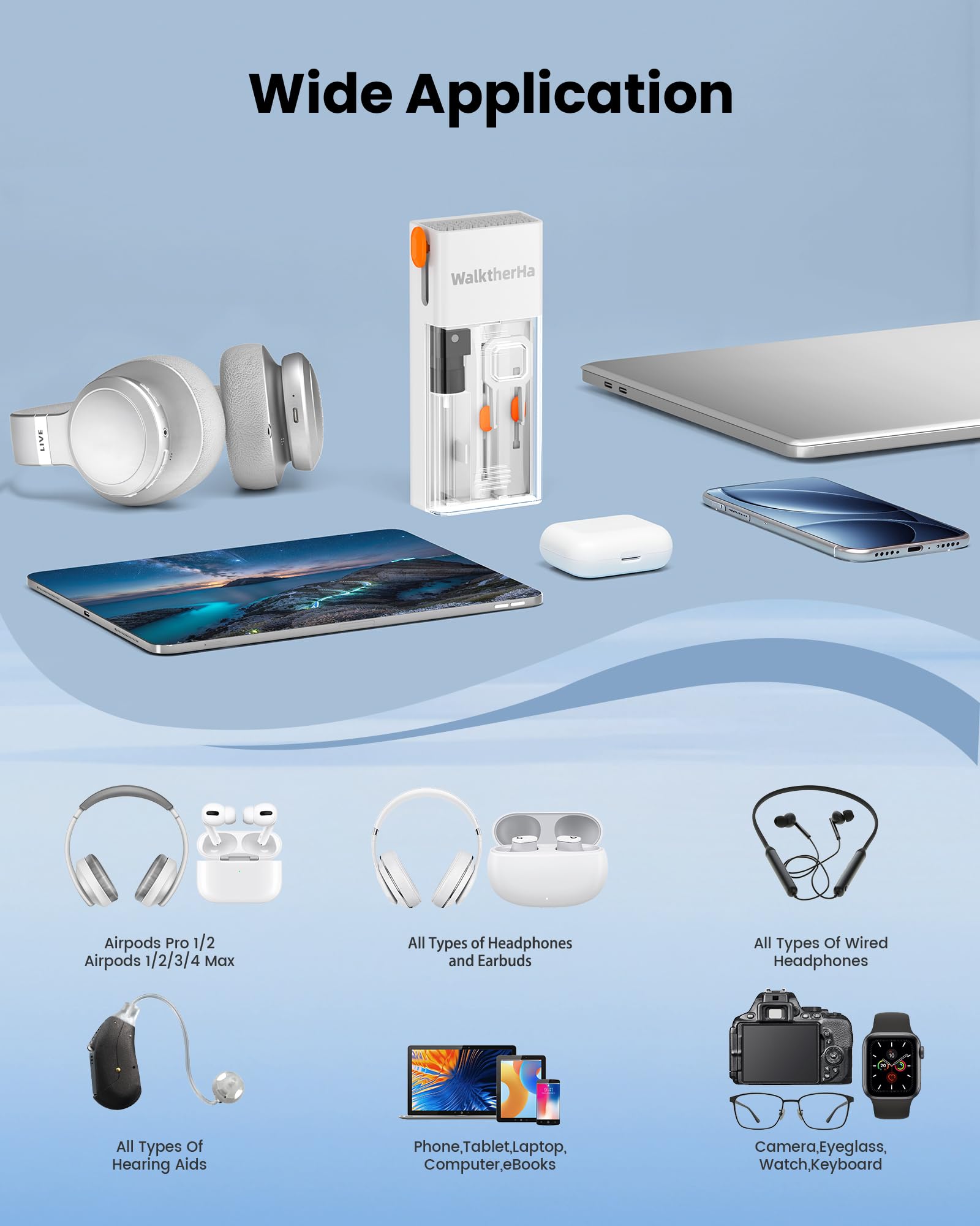 20-in-1 for AirPod Cleaner Kit Pro 4 3 2 1 - Multifunction Cleaning Tool for Headphones Earbuds Phone Laptop Keyboard Screen - Metal Tip, Soft Brush, Flocking Sponge, 15ml Spray, Cloth, Putty