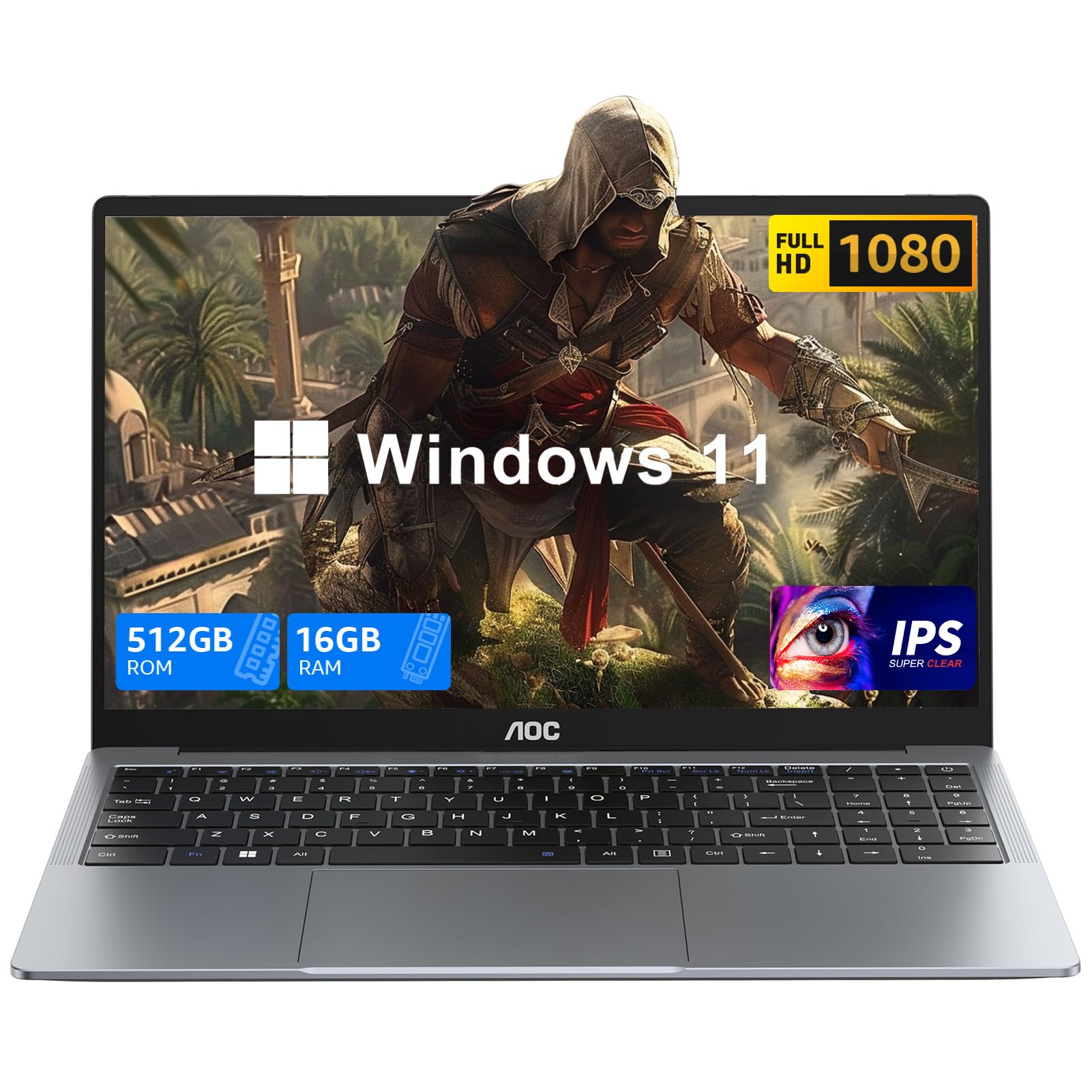 2026 Laptop, Intel Quad-Core Processor (up to 3.6GHZ)16GB DDR4 RAM 512GB SSD, 15.6 Inch FHD IPS Display, Windows 11, Metal Shell, 5000mAh Battery, USB3.2, Portable Laptops Computer for Business Office