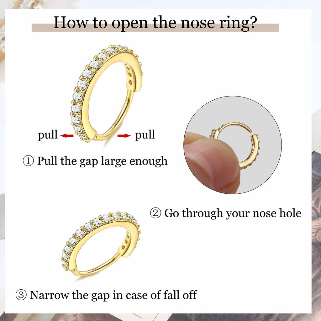 14K Gold Filled Nose Ring Studs 20G Nose Rings Hoops Stud 316L Stainless Steel Nose Rings Round CZ Heart L Shaped Nose Stud Hypoallergenic Nostril Piercing Jewelry for Women Men 10Pcs