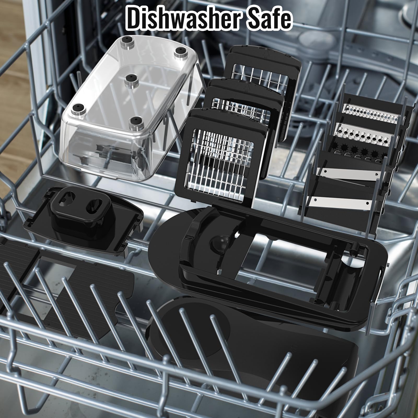 12 Blade All-in-1 Vegetable Chopper Mandoline Slicer with Container, Spiralizer with Containers, Food Chopper, Onion Chopper, Veggie Cutter for Salad, Kitchen Gadgets Accessories Essentials, Black