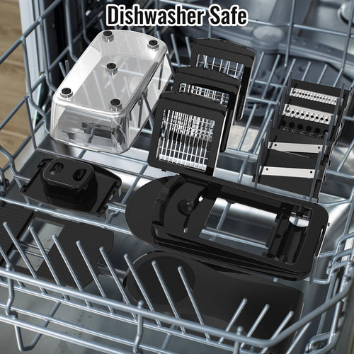 12 Blade All-in-1 Vegetable Chopper Mandoline Slicer with Container, Spiralizer with Containers, Food Chopper, Onion Chopper, Veggie Cutter for Salad, Kitchen Gadgets Accessories Essentials, Black