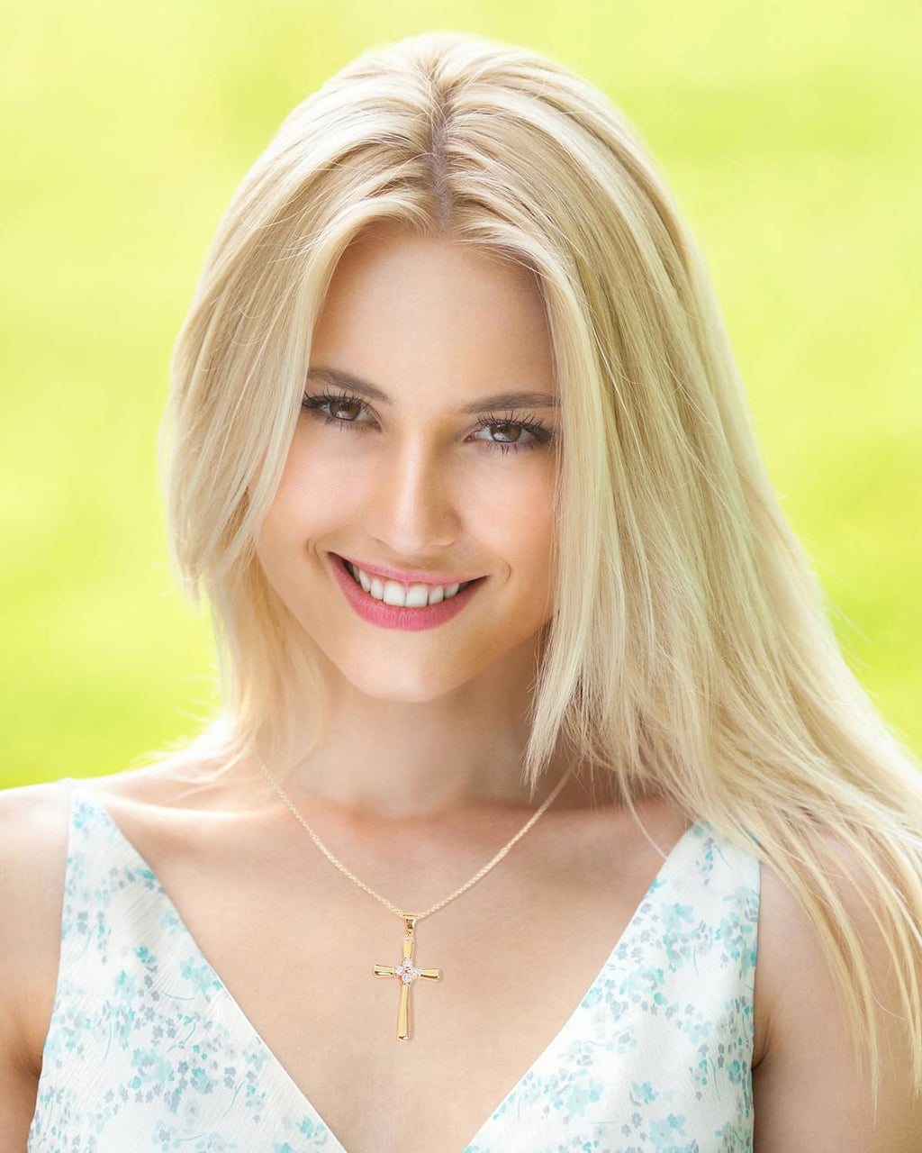 18K Gold Moissanite Cross Necklace Gifts for Wife Anniversary, Birthday Gifts for Wife, Wedding Anniversary Presents for Women Gift for Her with Love Card, Christian Gold Jewelry Necklace for Women