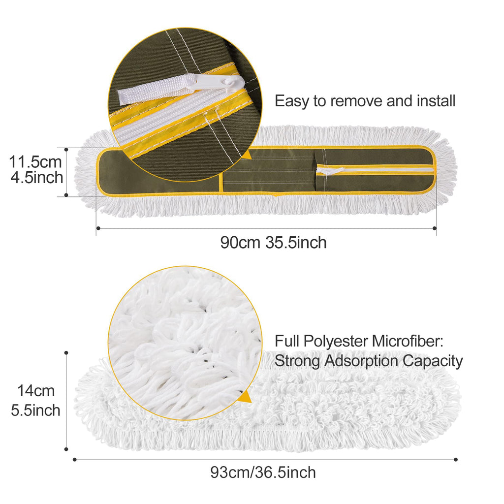 36" Microfiber Mop Pads 2 Pieces Just Fit CLEANHOME Industrial Dust Mop: B08R3F1ZZM,Green