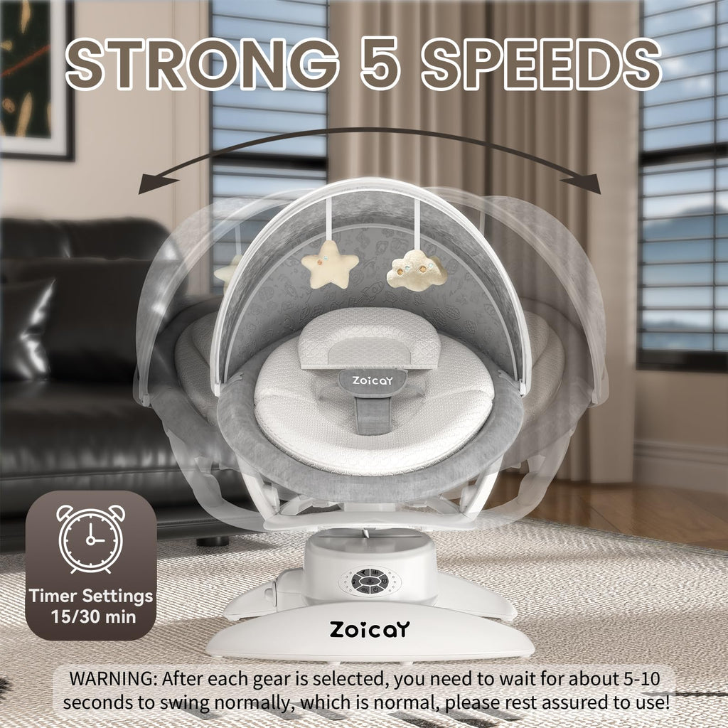 3-in-1 Baby Swing for Infants with Motion Detection, Infant Swing with 5 Speeds & 3 Swing Modes, 12 Lullabies, Electric Swing for Baby, Up to 25 lbs, White