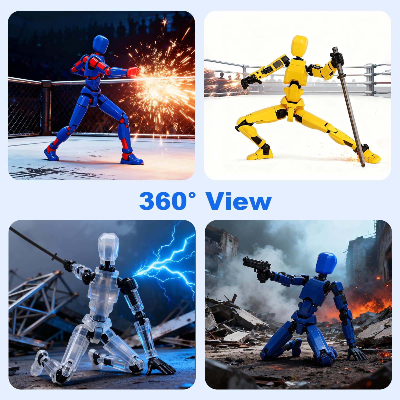 (Assembly Completed) 6 Packs Dummy13 Action Figure Set, 3D Printed ActionFigure Toy Gifts for Kids, Dummy 13,Robot 13 Action Figure Full Body Mechanical Doll Christmas Birthday Gift for Boys Girls
