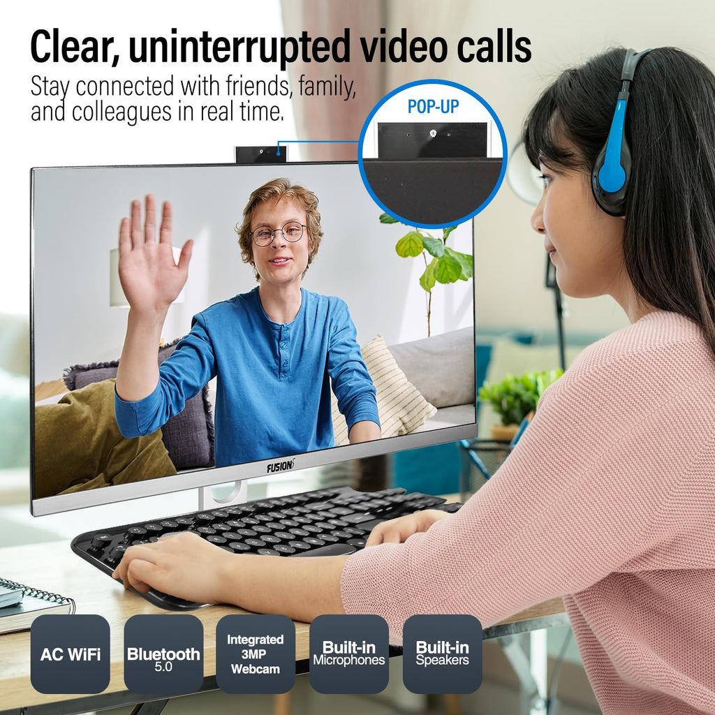 23.8" Full HD All in One PC Desktop Computer (Dec 2025 Release) - 16GB RAM, 512GB SSD, Windows 11, Intel 15th Gen Quad-Core CPU, HDMI, USB 3.0 - AIO PC with Wireless Keyboard, Mouse, 3MP Web Camera