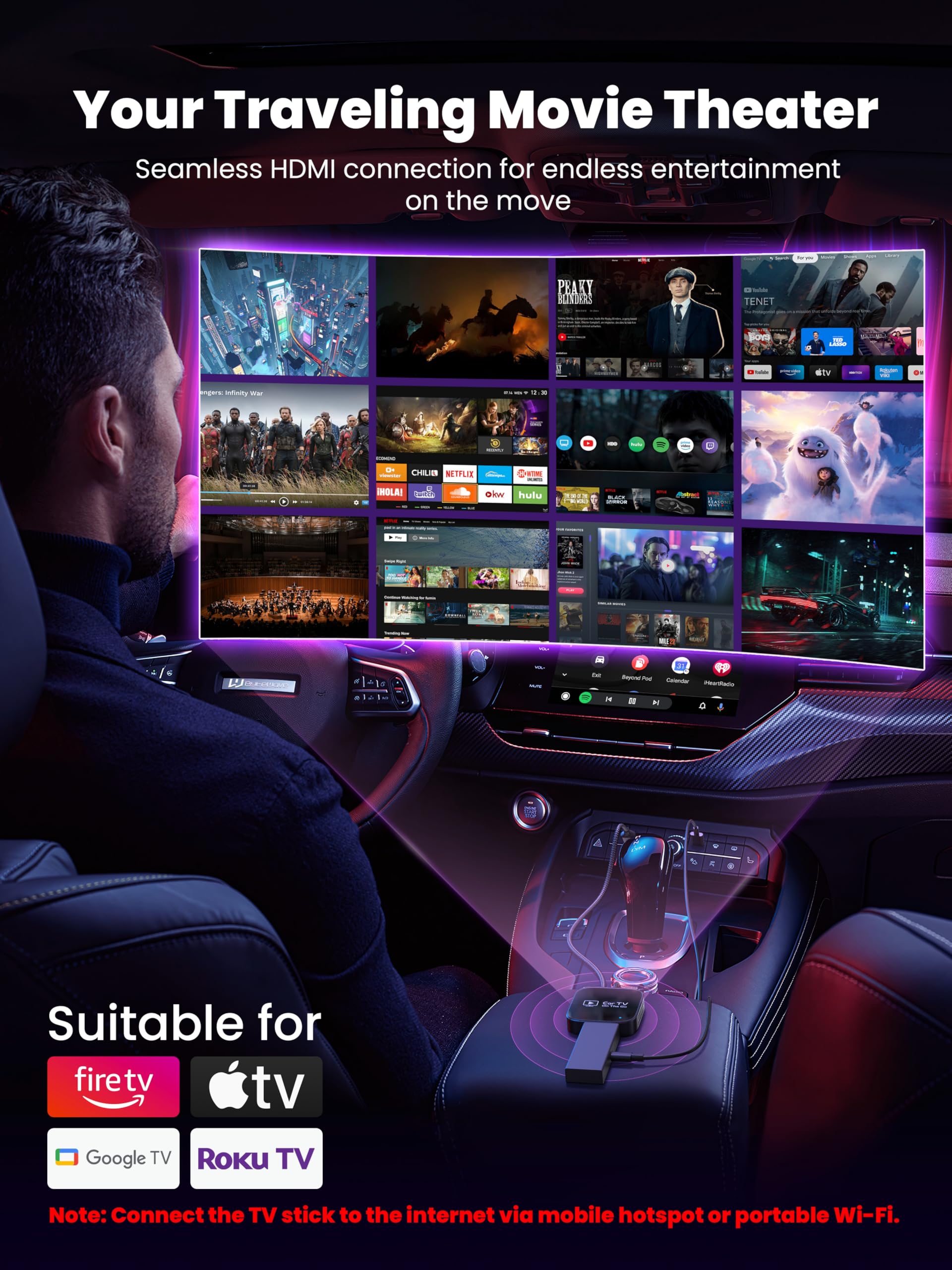 2-in-1 Wireless CarPlay Adapter & Car TV Mate Pro 2026 [Anti-Interference, Metal Case] Convert Wired to Wireless Car Play with HDMI Input for TV Stick, Screen Mirroring & Streaming, Fit for 2016+ Cars