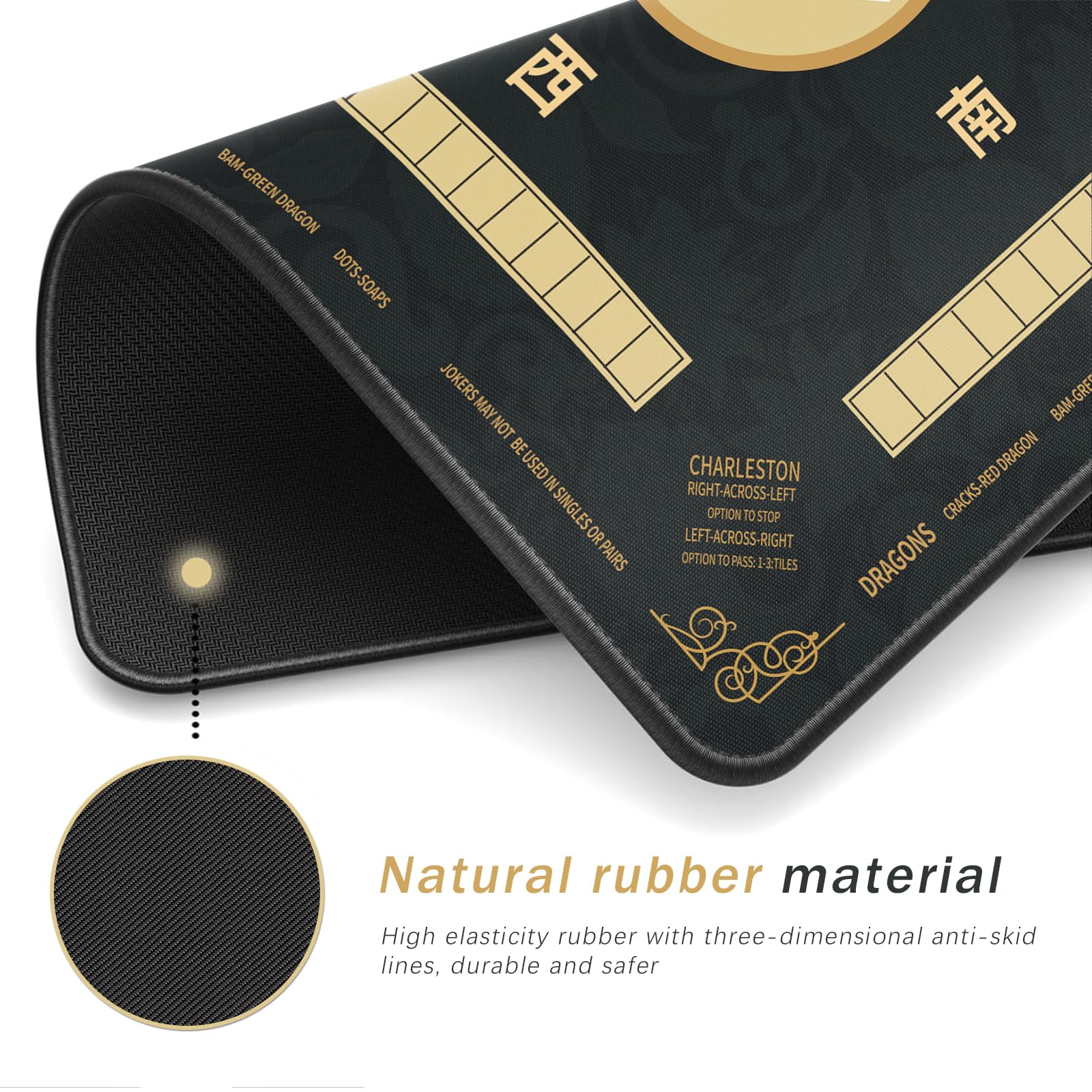 2F22E Mahjong Mat - Non-Slip Noise Reduction Gaming Mat 32.4x32.4 Inch for Mahjong/Poker/Board Games/Card Games/Dominoes (Black)