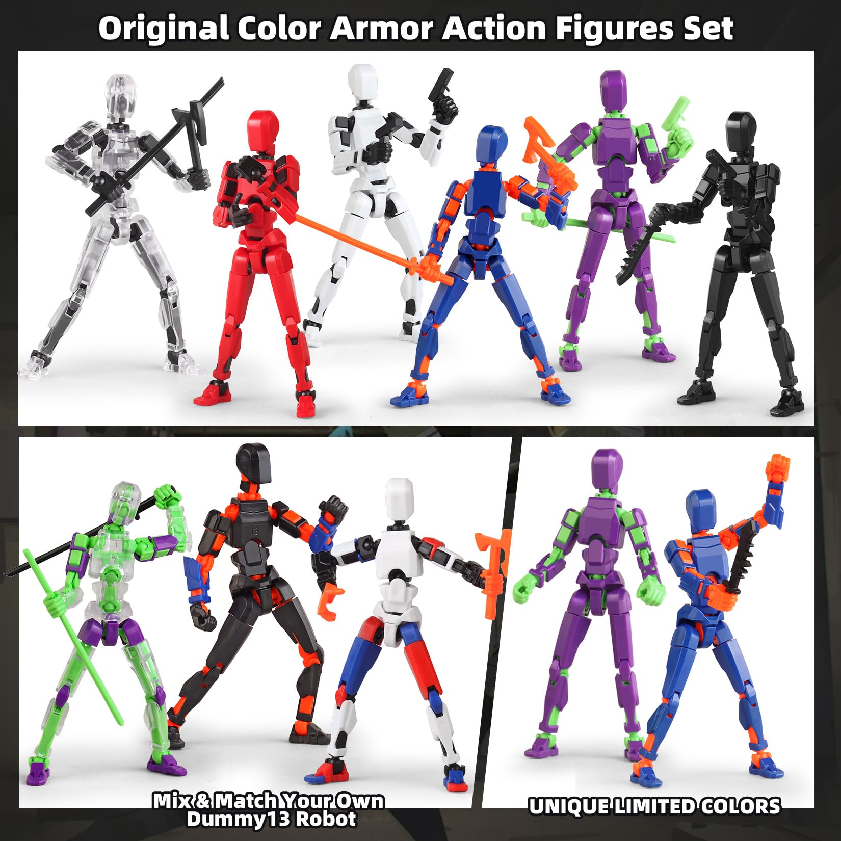 13 Action Figure Set, 6PCS T-Robot 13 Action Figure Titan 13 3D Printed Toys Articulated, for Modeling Enthusiasts Etc Birthday Gifts & Children's Day Gifts for Kids 5-8 Years Old（Assembly Required）