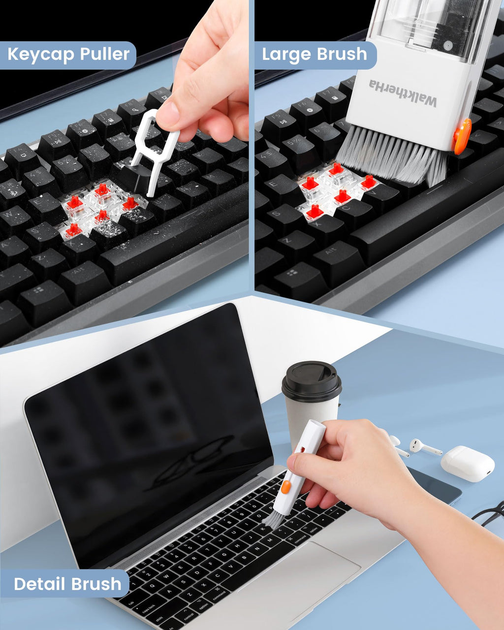 20-in-1 for AirPod Cleaner Kit Pro 4 3 2 1 - Multifunction Cleaning Tool for Headphones Earbuds Phone Laptop Keyboard Screen - Metal Tip, Soft Brush, Flocking Sponge, 15ml Spray, Cloth, Putty