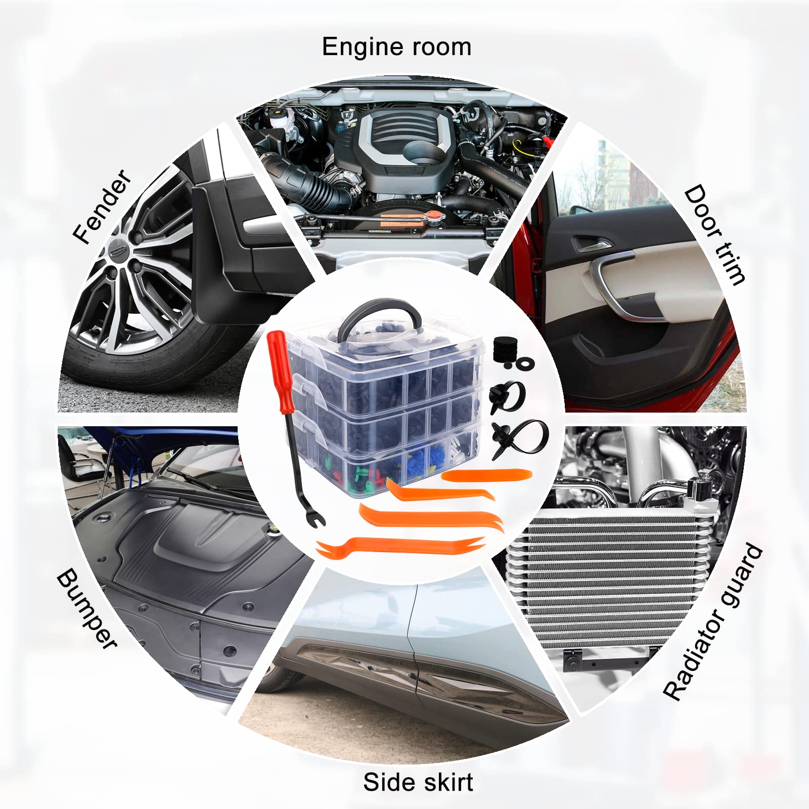 1365Pcs Car Push Retainer Clips Body Clips Plastic Fasteners Kit Fender Rivet Clips 44 Most Popular Sizes Nylon Auto Push Pin Rivets Set for Toyota GM Ford Honda Acura Chrysler,red