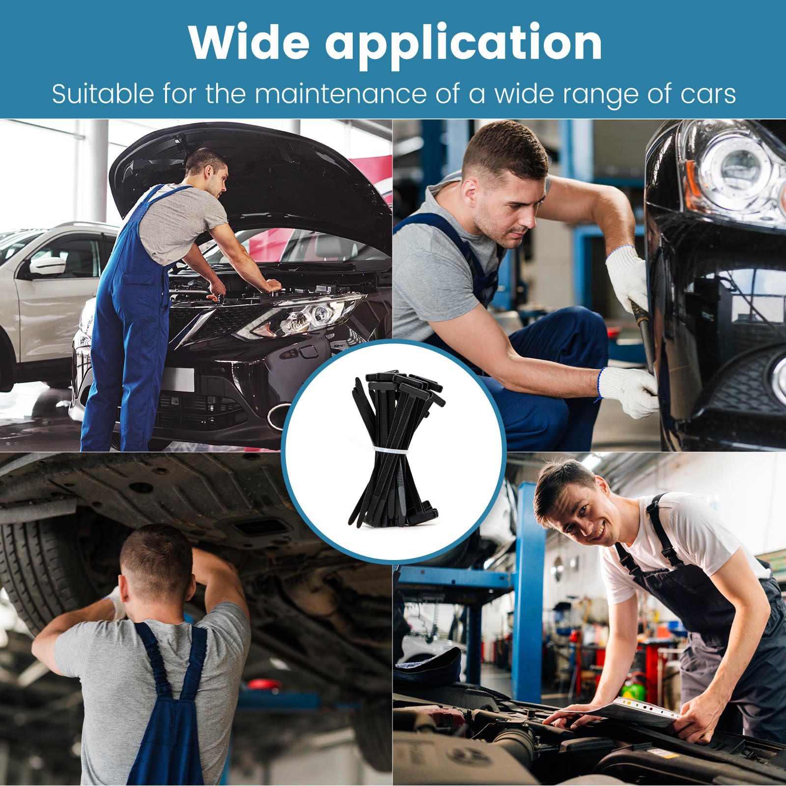 100 Pcs Nylon Universal Cable Tie Buckle, Multifunctional Nylon Cable Ties, Plastic Cable Tie Tool Fasteners, Zipper Clips, Suitable for Car Daily Repair (Black)