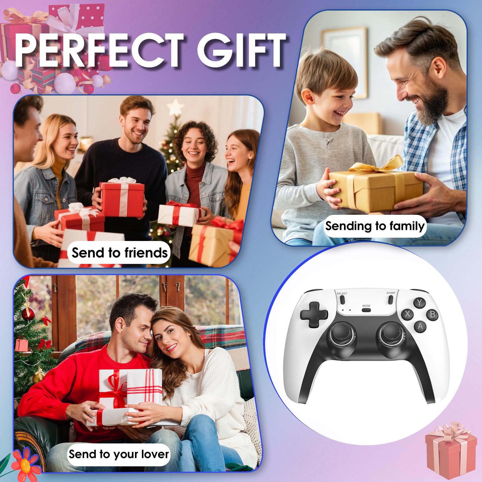 2026 New Wireless Retro Game Console, 23 Emulators and 40000+Games, Plug and Play 4K HDMI TV Game Stick, with Dual 2.4G Wireless Controllers (White)