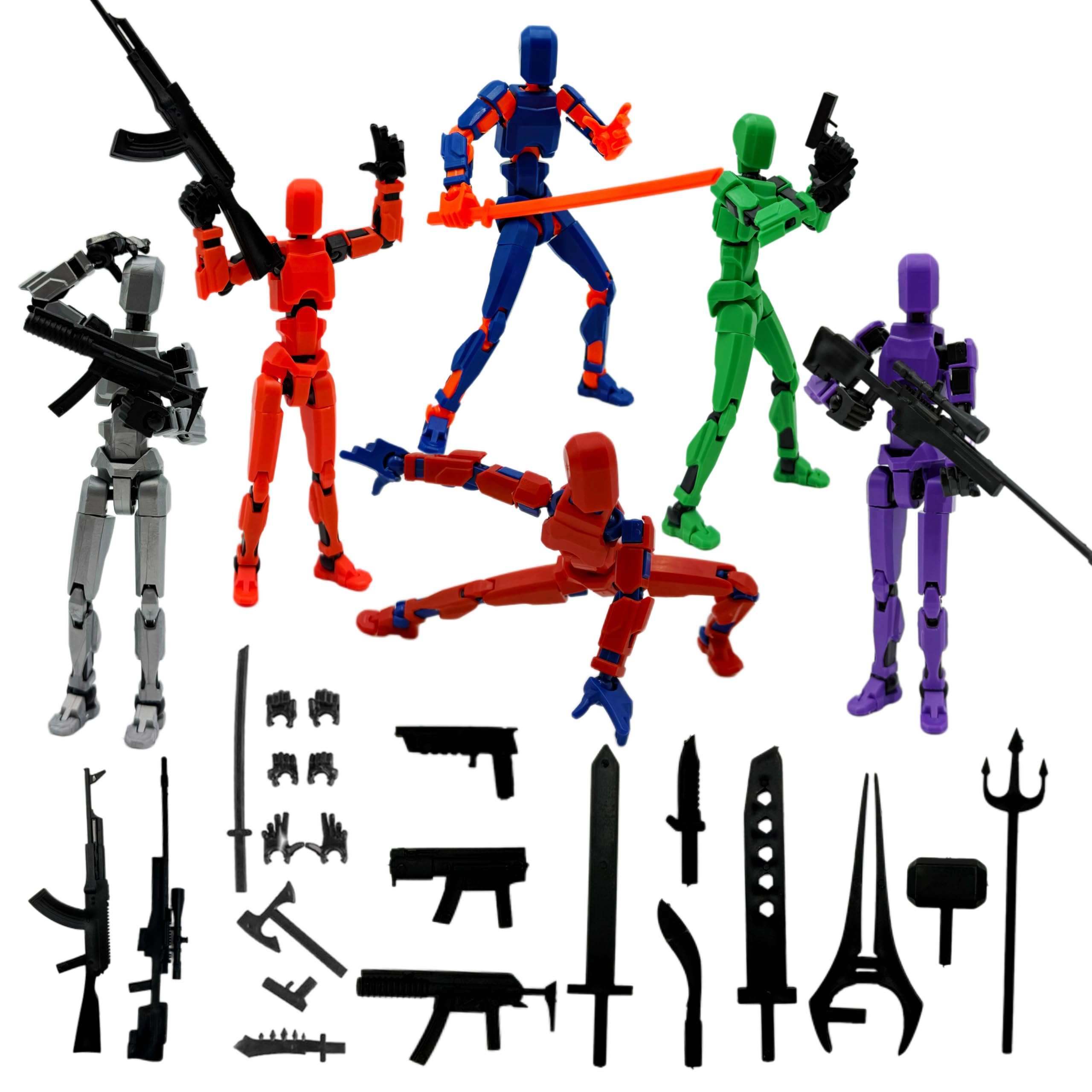 (Assembly Completed) 6 Packs Dummy13 Action Figure Set, 3D Printed ActionFigure Toy Gifts for Kids, Dummy 13,Robot 13 Action Figure Full Body Mechanical Doll Christmas Birthday Gift for Boys Girls