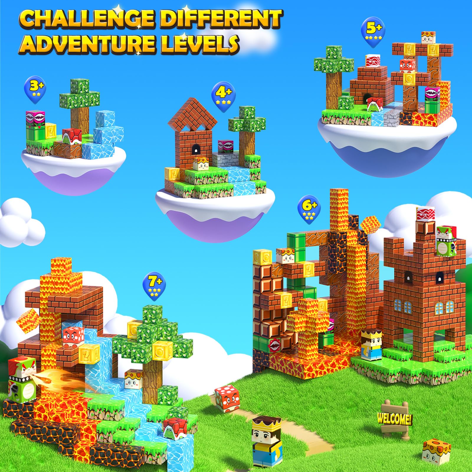 100PCS Magnetic Blocks Magnetic Building Blocks Sensory Toys for Kids Ages 3-5 6-8 8-12 Kids Game Toys for 3+ Year Old Boys & Girls, 3 4 5 6 7 8 9 10 Year Old Boy Birthday Gift Easter Basket Stuffers