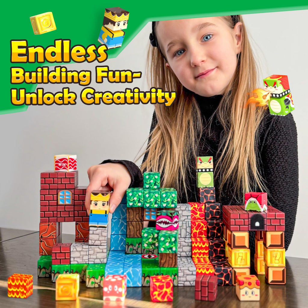 100PCS Magnetic Blocks Magnetic Building Blocks Sensory Toys for Kids Ages 3-5 6-8 8-12 Kids Game Toys for 3+ Year Old Boys & Girls, 3 4 5 6 7 8 9 10 Year Old Boy Birthday Gift Easter Basket Stuffers