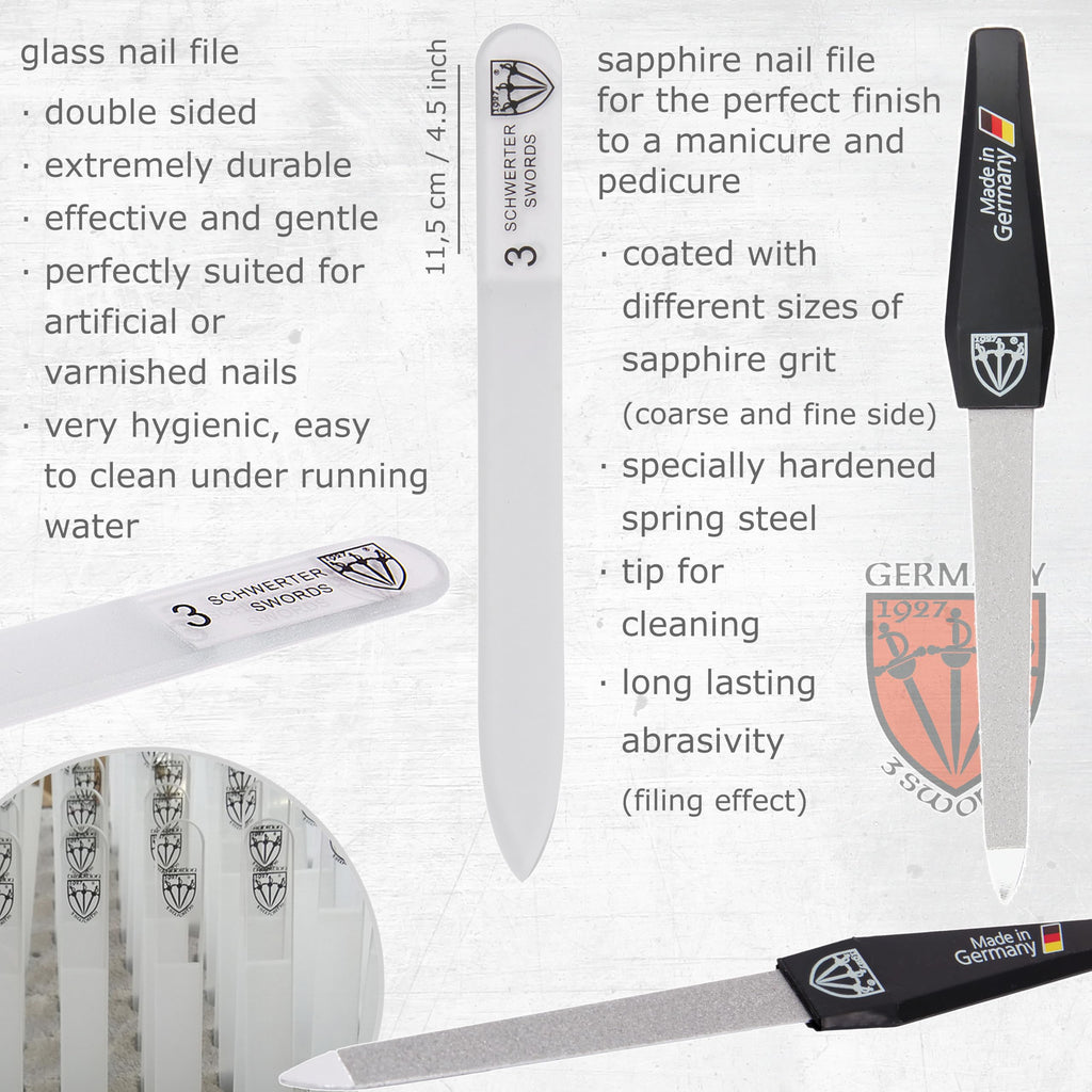 3 Swords Germany - brand quality 8 piece manicure pedicure grooming kit set synthetic leather case black silver spots - Made in Germany