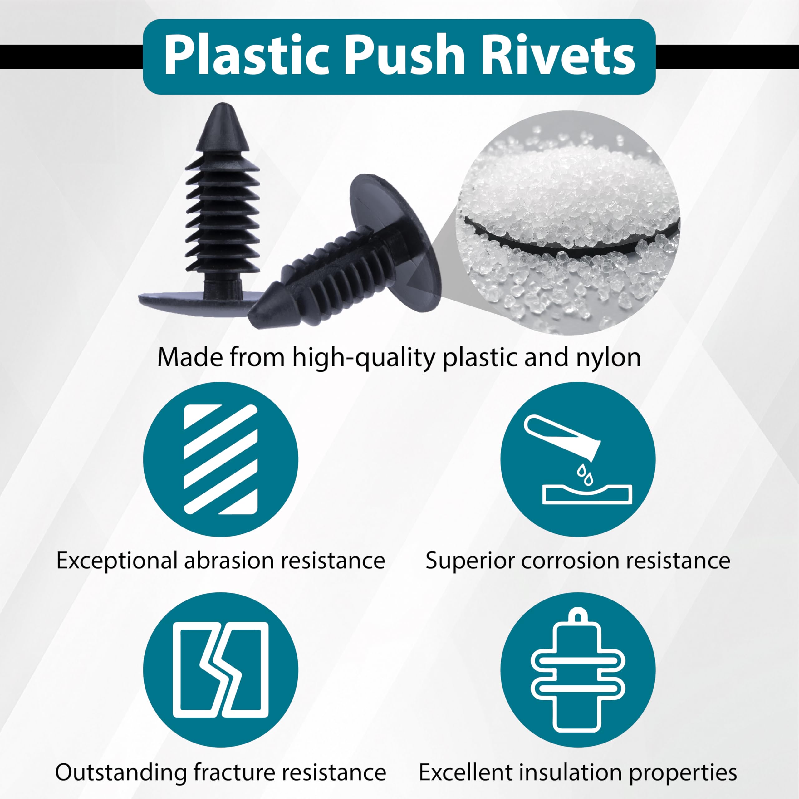 200 PCS Car Plastic Trim Boot Rivets Push Clip Fastener, 8mm Plastic Fender Clips Push Pins, Retainer Clips Automotive Fits for GM 1605396, 1595864 for Chrysler 6030441 for Ford 388577S, W705589-S300