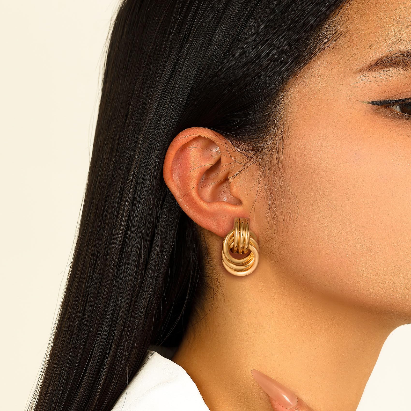 14K Gold Earrings for Women Trendy Gold Knot Earrings Chunky Knotted Drop Dangle Earring Statement Jewelry