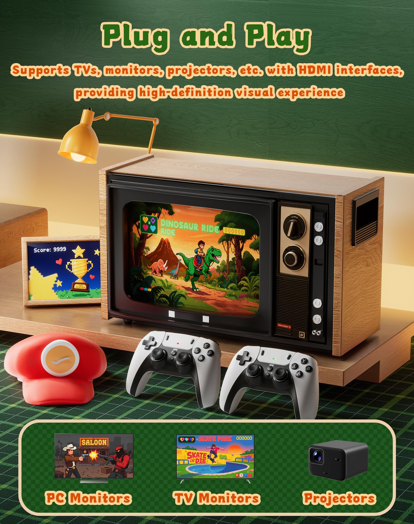 2026 NEW Upgrade Retro Gaming Console Pro, Vide Game Consoles with 4K HDMI, Built-in 20000+ Games & 23 Emulators, Plug and Play Video Gaming Consoles with Upgrade Dual 2.4G Wireless Controllers (64G)