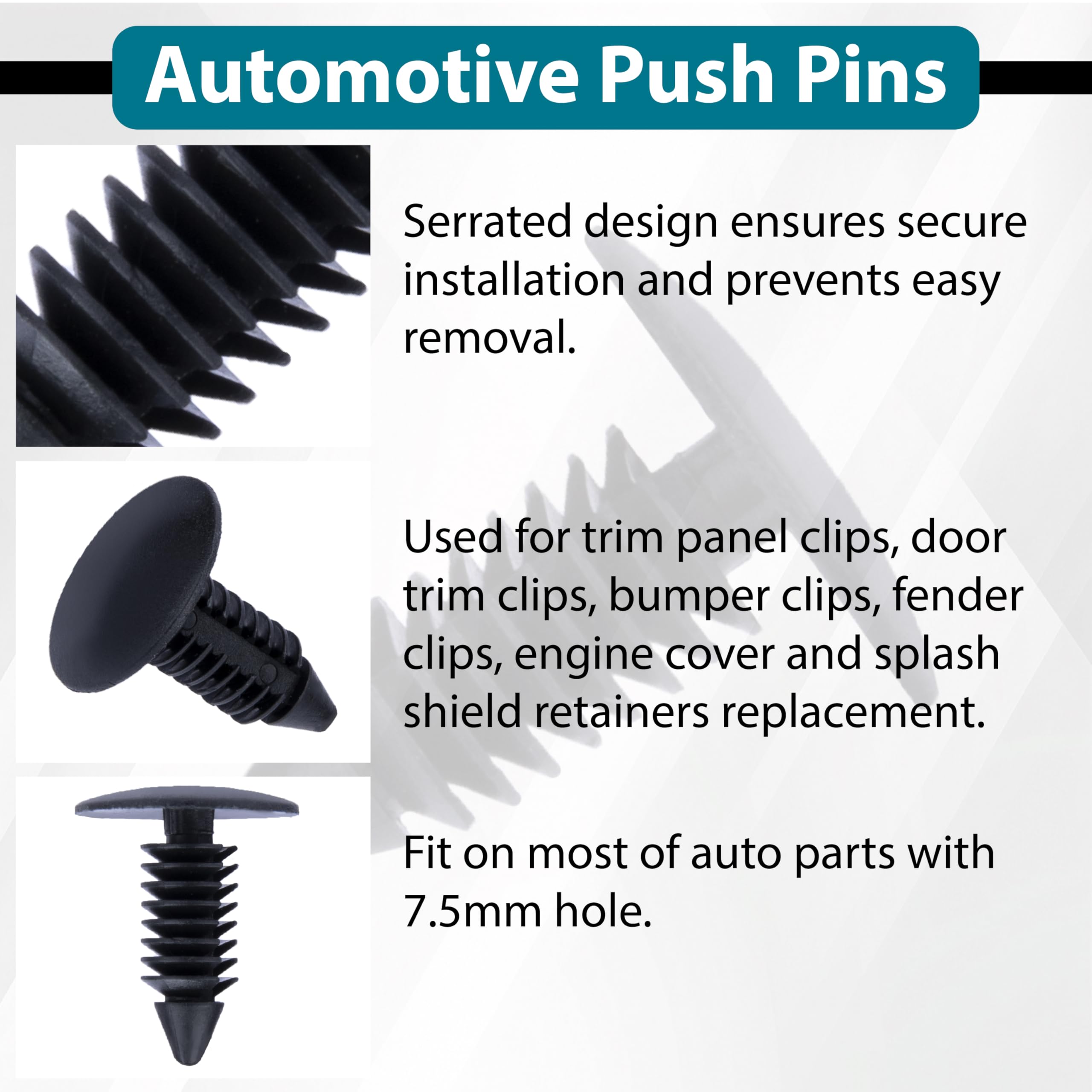 200 PCS Car Plastic Trim Boot Rivets Push Clip Fastener, 8mm Plastic Fender Clips Push Pins, Retainer Clips Automotive Fits for GM 1605396, 1595864 for Chrysler 6030441 for Ford 388577S, W705589-S300