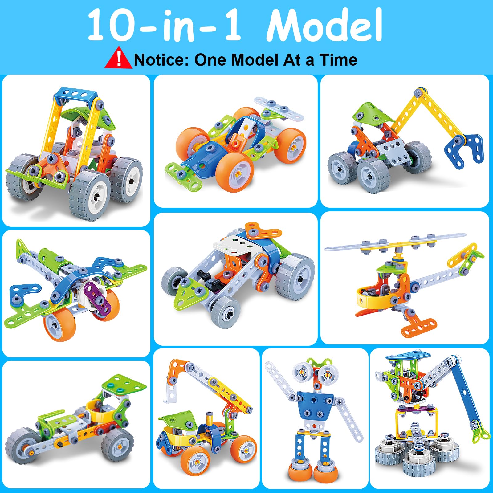 10 in 1 STEM Toys for 4 5 6 7 8+ Year Old Boy Girl Birthday Gifts Building Toys for Kids Ages 4-8 5-7 6-8 Educational Learning Stem Activities for Boys 3-5 4-6 8-10 Creative Games Valentine Idea Gift
