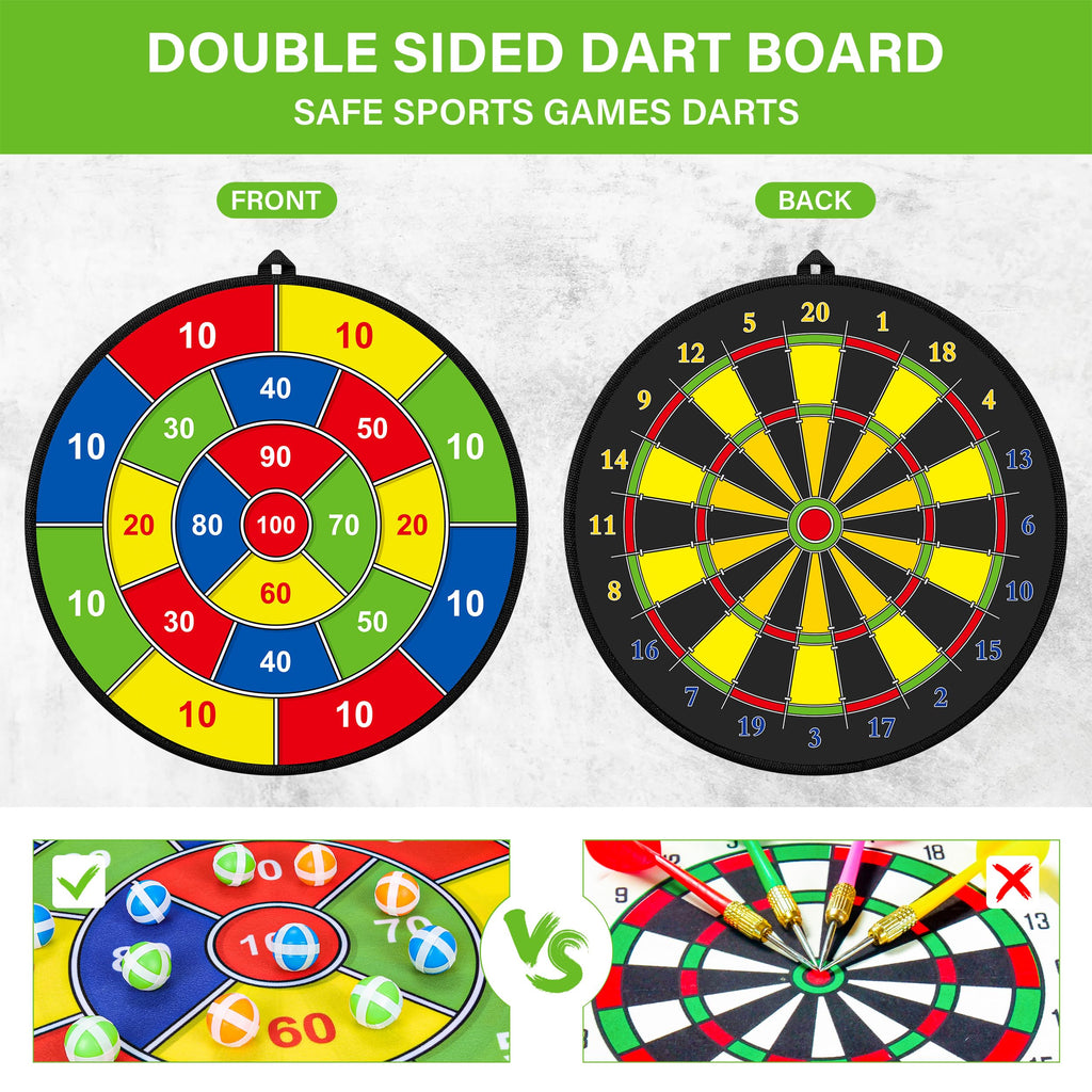 29" Large Dart Board for Kids, Kids Double-Sided Dart Board with Sticky Balls and Darts, Indoor/Outdoor Sport Fun Party Play Game Toys, Gifts for 3 4 5 6 7 8 9 10 11 12 Year Old Boys Girls