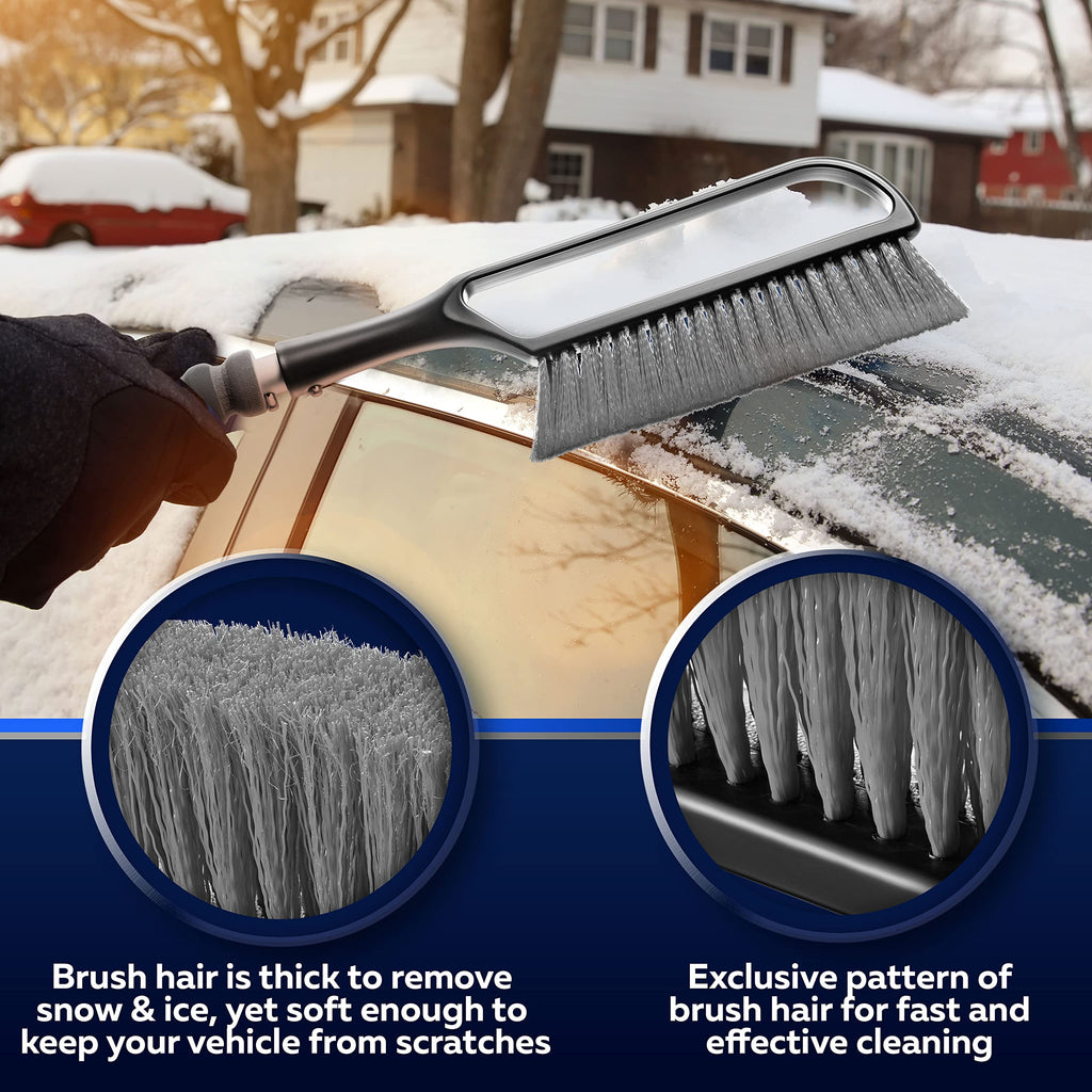 34.5" Snow Brush & Ice Scrapers for Car Windshield with Foam Grip for Cars Extendable, SUV, Trucks - Detachable Сar Scraper - No Scratch - Heavy Duty Handle, Snow Broom, Remover, Easy Scraper, Gray