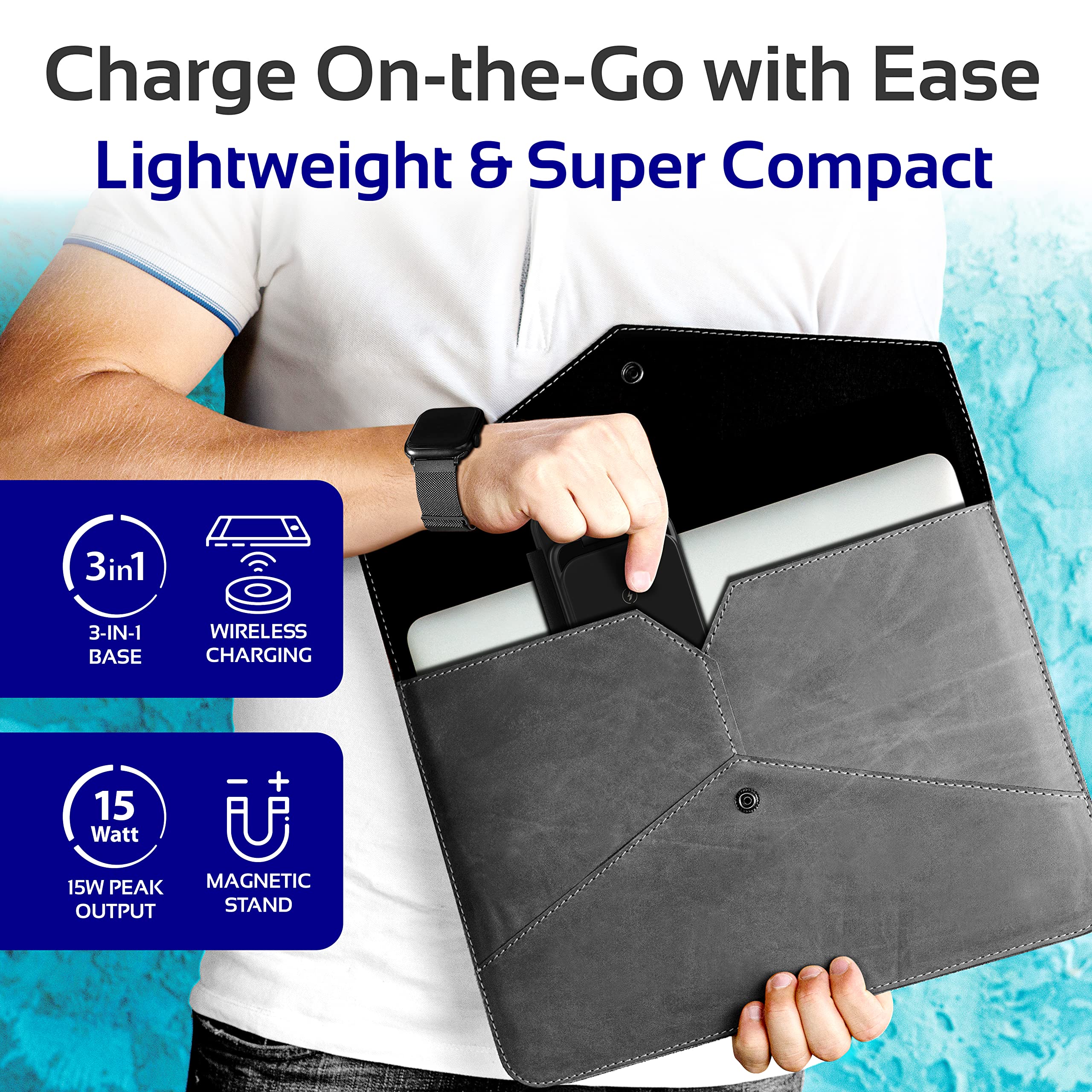 3 in 1 Wireless Charging Station for Multiple Apple Devices, iPhone 17 16 15 14 13 12 11 Pro Max XS XR X 8 Plus, Apple Watch 9 8 7 6 5 4 3 2 SE, AirPods 3 2 Pro, Fast Charger Foldable Dock Stand