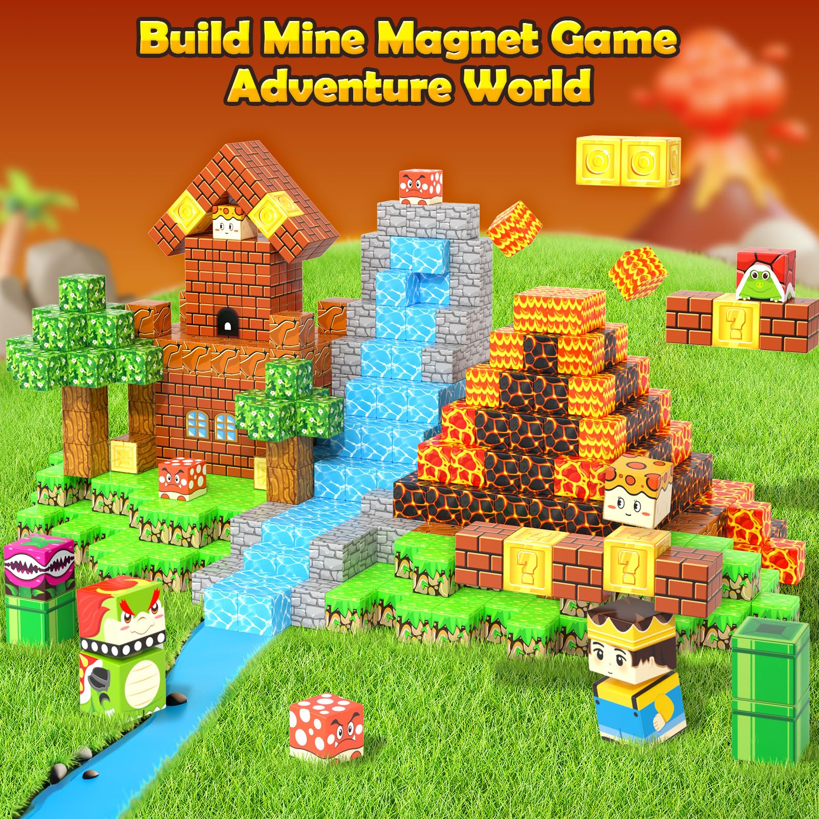 100PCS Magnetic Blocks Magnetic Building Blocks Sensory Toys for Kids Ages 3-5 6-8 8-12 Kids Game Toys for 3+ Year Old Boys & Girls, 3 4 5 6 7 8 9 10 Year Old Boy Birthday Gift Easter Basket Stuffers